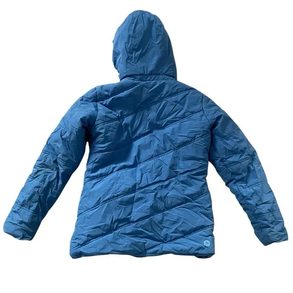 Marmot Girls Val D’Sere Hooded Winter Skiing Puffer Jacket, Blue Size Large - Picture 2 of 6